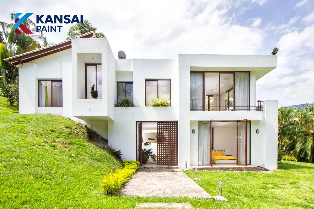 Nhà Mái Thái Sơn Màu Trắng Sứ Nhà mái thái sơn màu trắng sứ