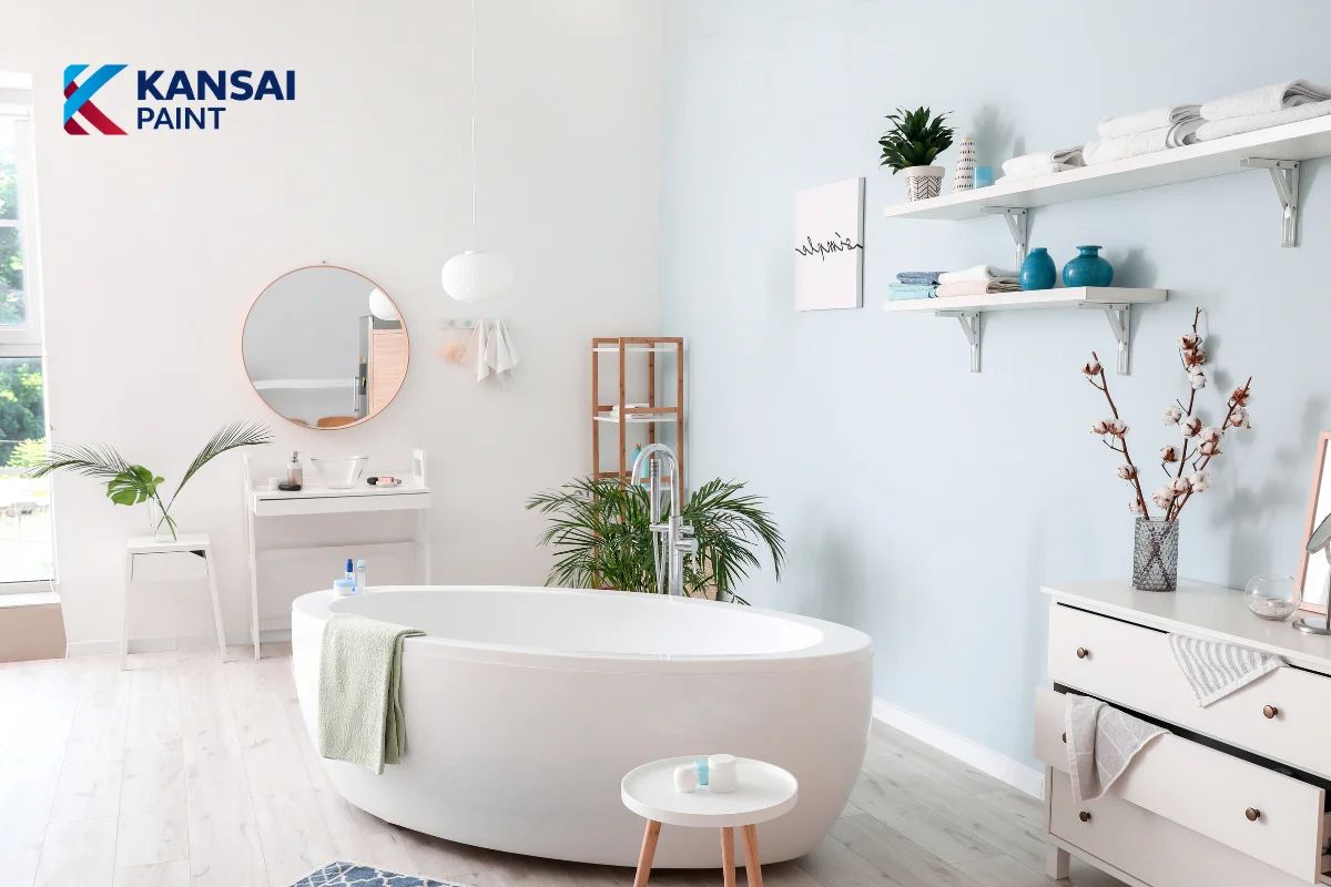 Sơn nội thất màu xanh dương Sơn Nhà Màu Trắng Kem Sữa