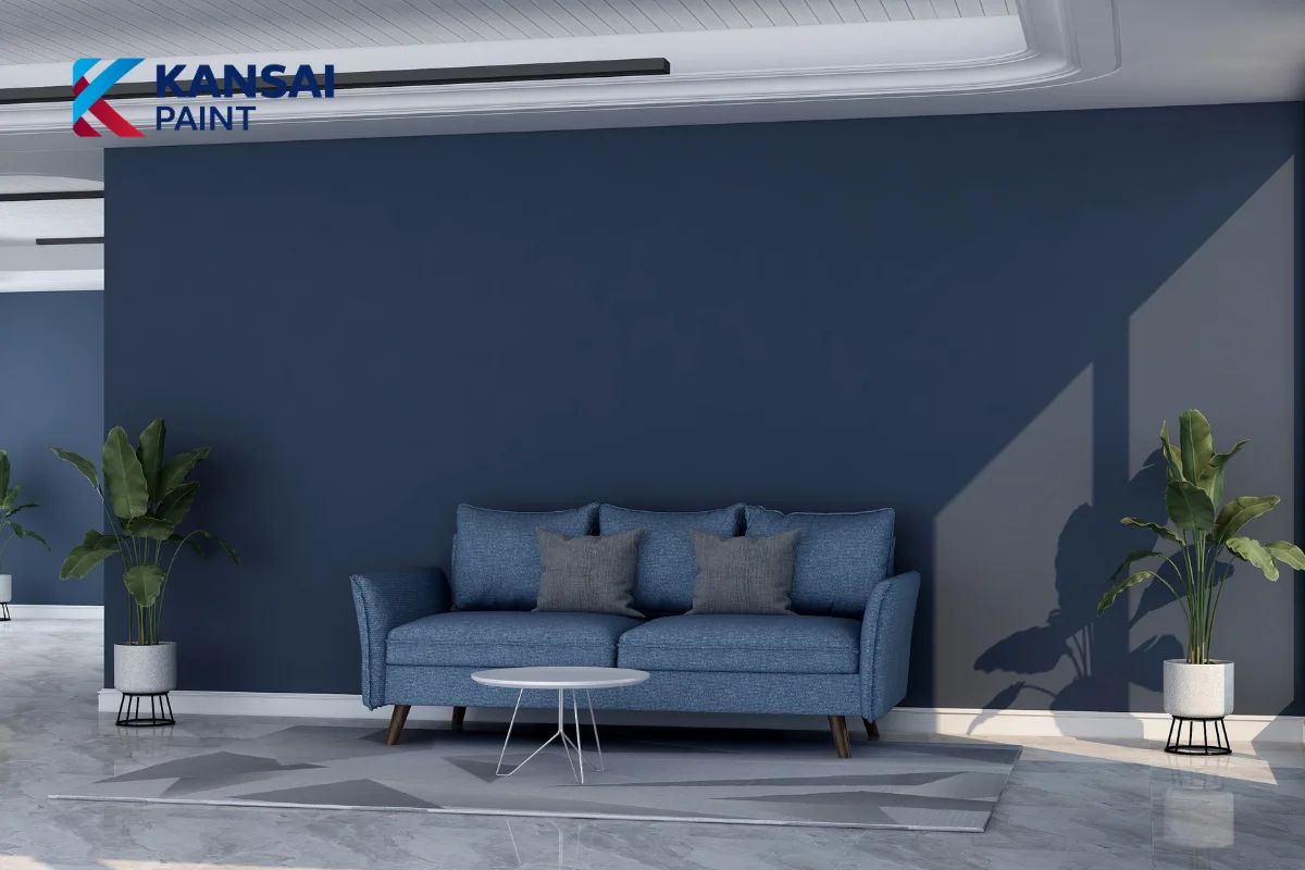 Sơn nội thất màu xanh dương Sơn Nhà Màu Ghi Xanh