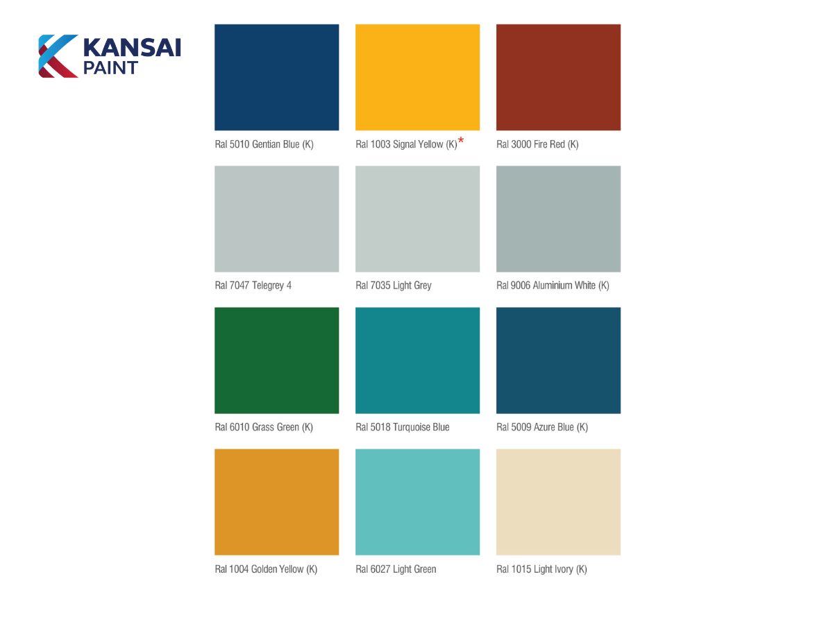 Bảng màu sơn công nghiệp Kansai Bảng màu sơn công nghiệp Kansai