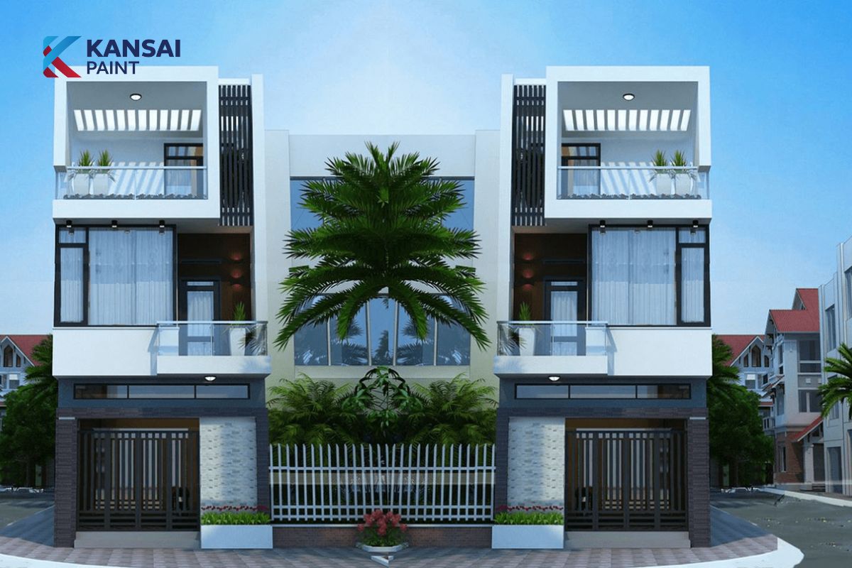 Phối Màu Sơn Mặt Tiền Nhà Ống 3 Tầng