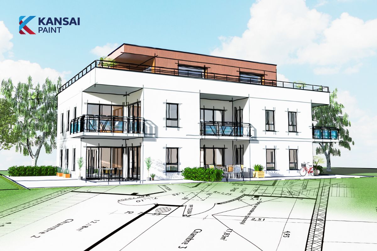 Phối Màu Sơn Mặt Tiền Nhà Ống 3 Tầng