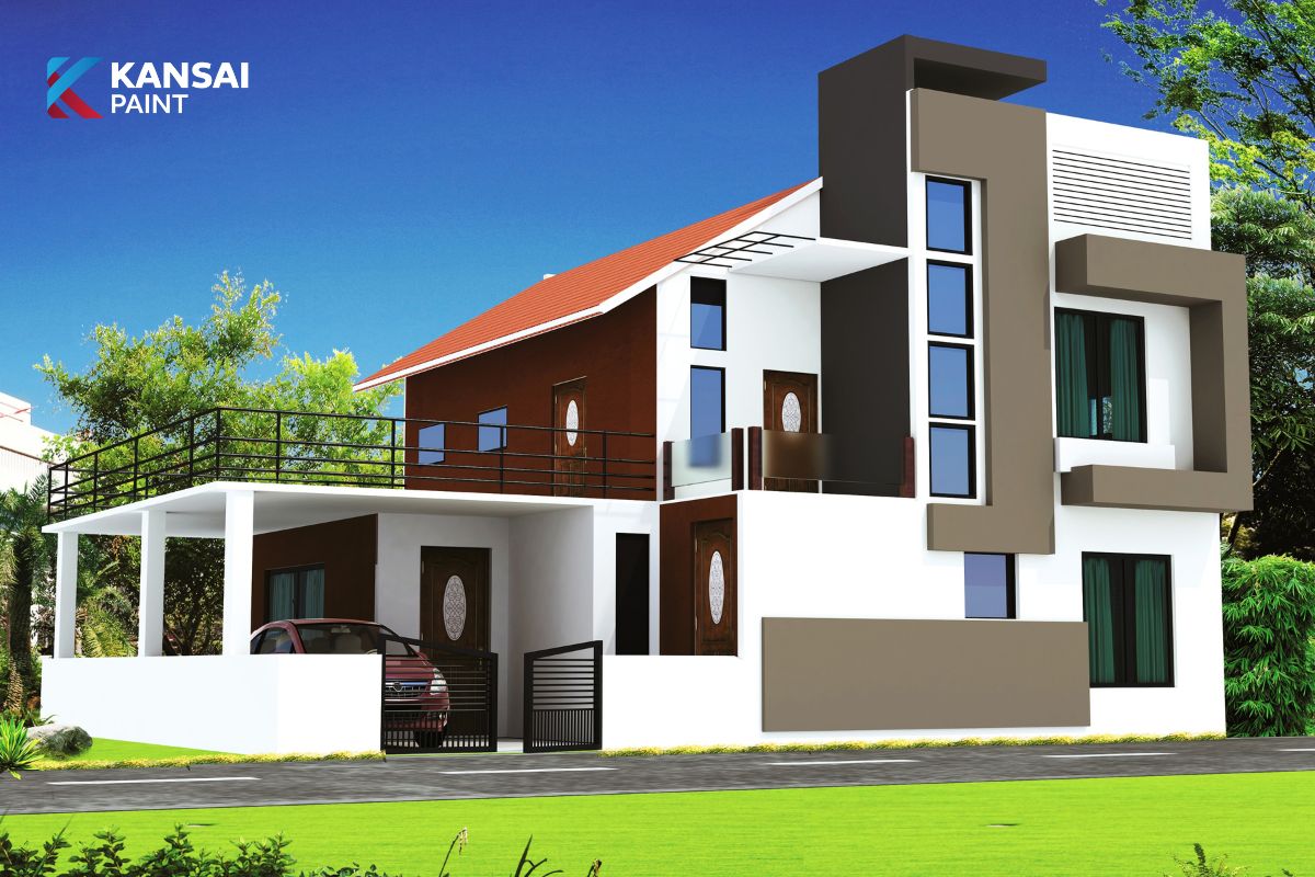 Phối Màu Sơn Mặt Tiền Nhà Ống 3 Tầng