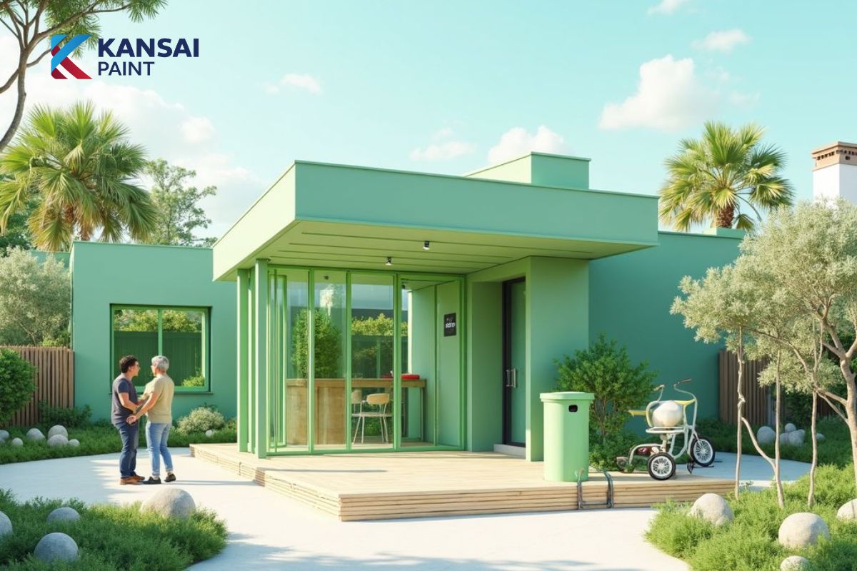 Sơn Nhà Cấp 4 Màu Xanh