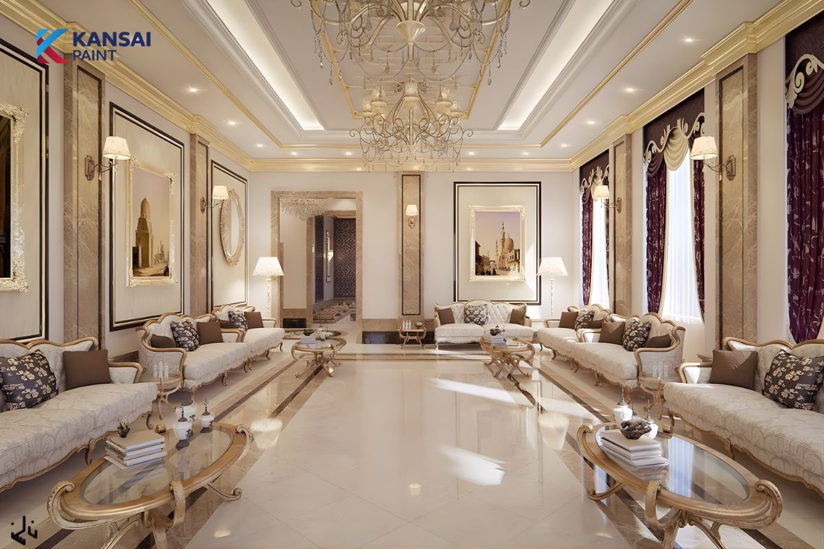 Phòng Khách Sơn Phào Chỉ Trần Nhà Đẹp Phòng Khách Sơn Phào Chỉ Trần Nhà Đẹp