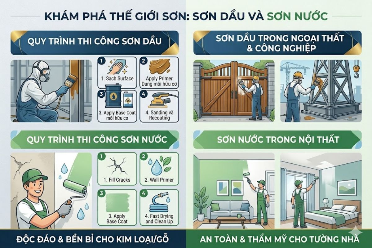 Sơn Dầu Và Sơn Nước Khác Nhau Như Thế Nào 
