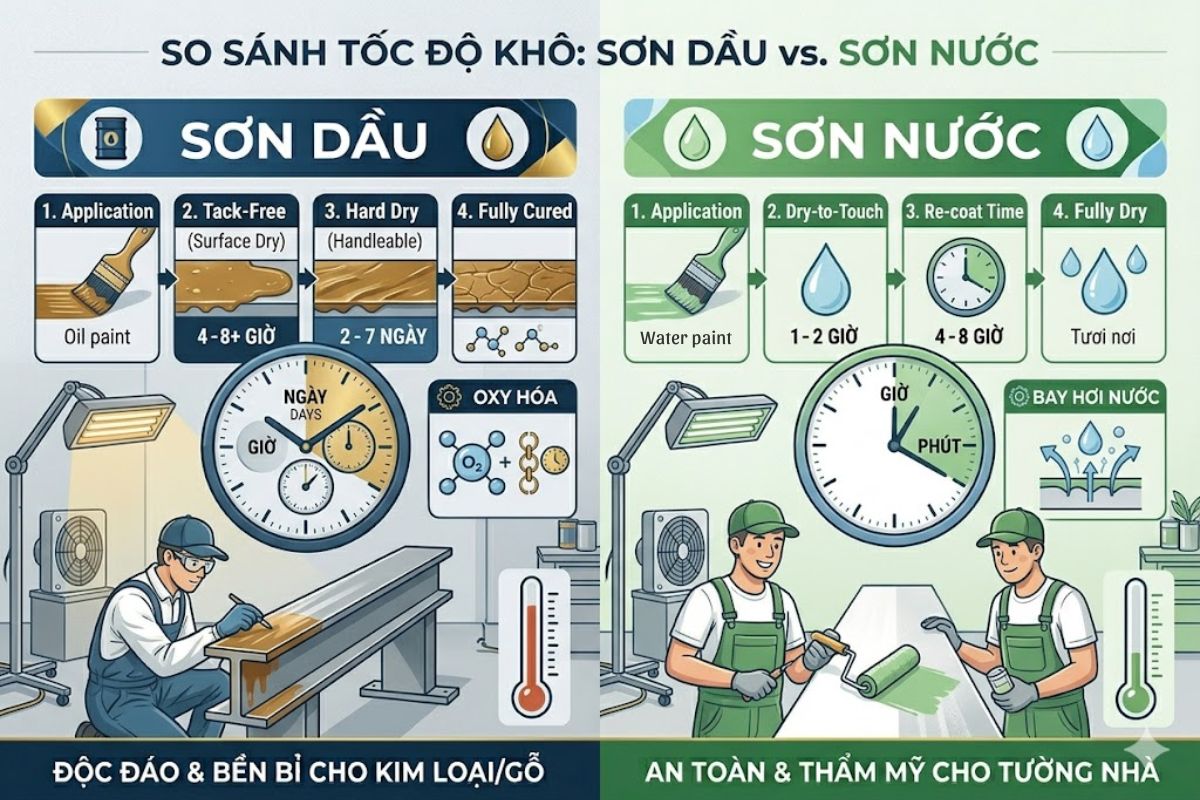 Sơn Dầu Và Sơn Nước Khác Nhau Như Thế Nào 